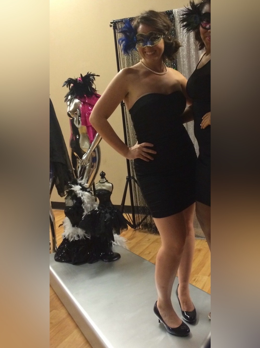Express Black Satin Strapless Ruffle Tier Cocktail Dress